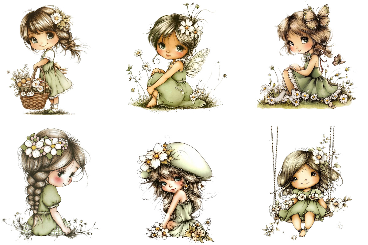 Whimsical Spring Girls Clipart, an Illustration by Designking (Photo 3 of 5)