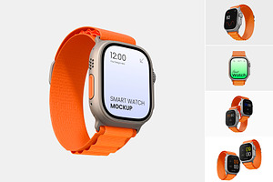 Smart Watch Mockup Bundle PSD, a Wearable Device Mockup by graphypix