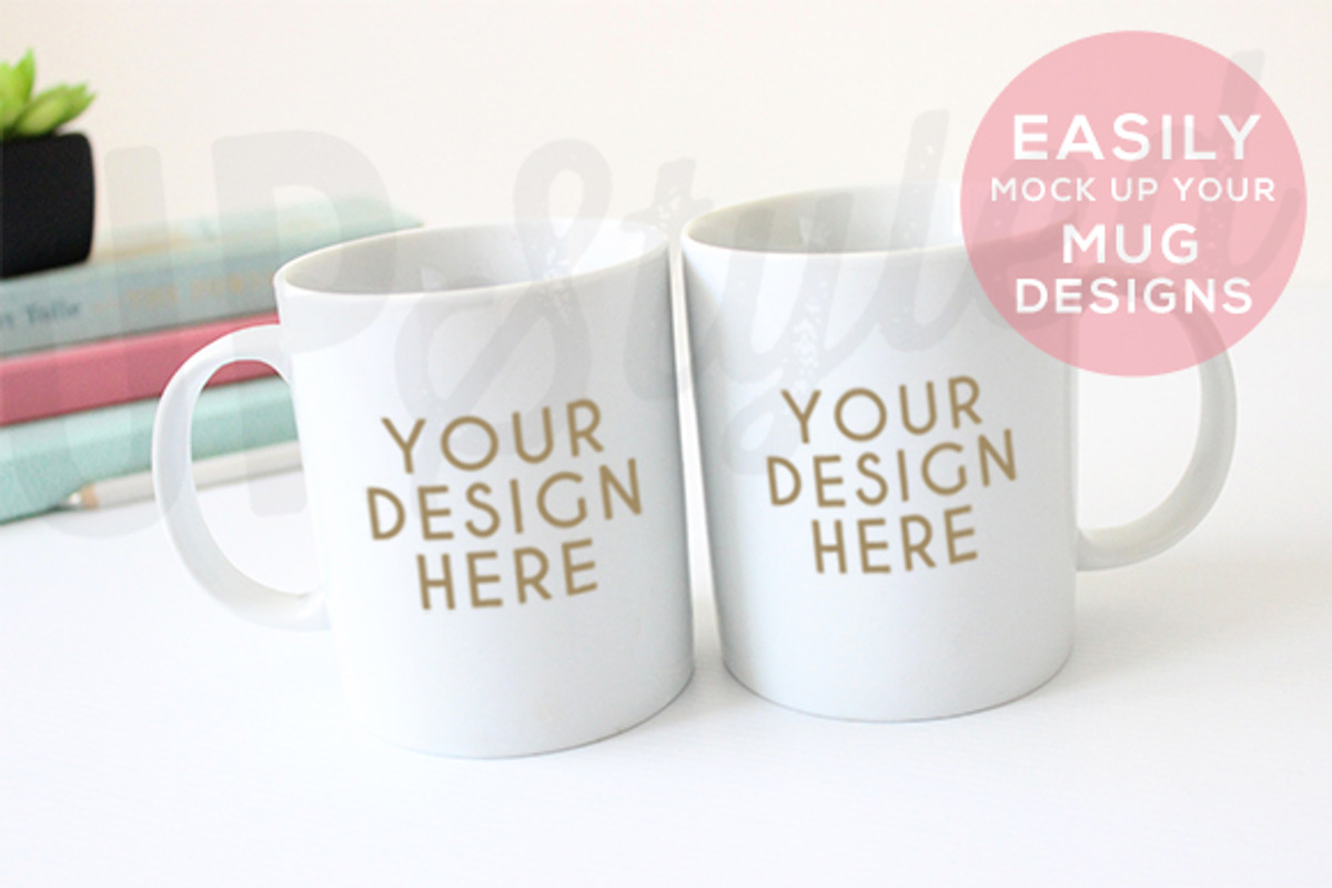 F193 Two Mugs Styled Mock Up, a Cups & Container Mockup by UpStyled (Photo 2 of 3)