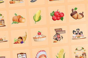 3D Thanksgiving Icons