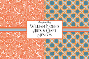 Orange Blue Morris Repeat Pattern