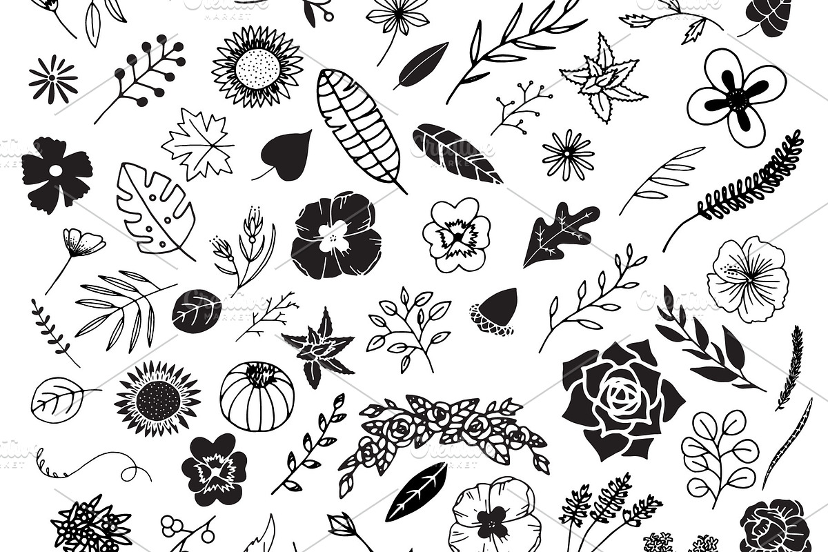 300 Hand Drawn Florals, an Illustration by Designdell (Photo 6 of 7)