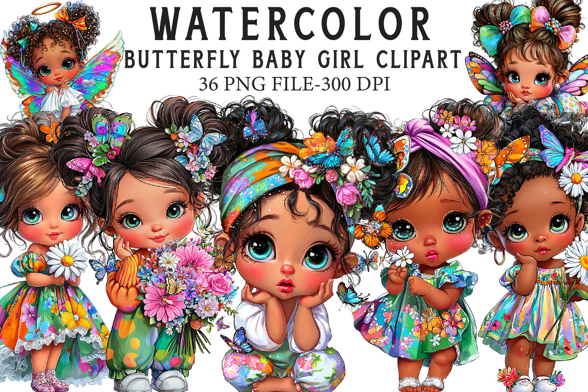 Butterfly baby girl Clipart, an Illustration by Libby Wishes (Photo 1 of 7)