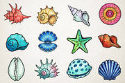 Watercolor Summer Seashell Clipart, an Illustration by RobertsArt (Thumbnail 4 of 4)