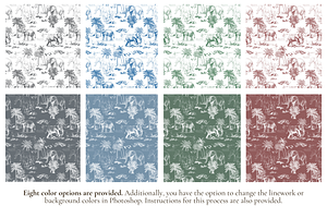 Elephant Toile De Jouy Pattern Set