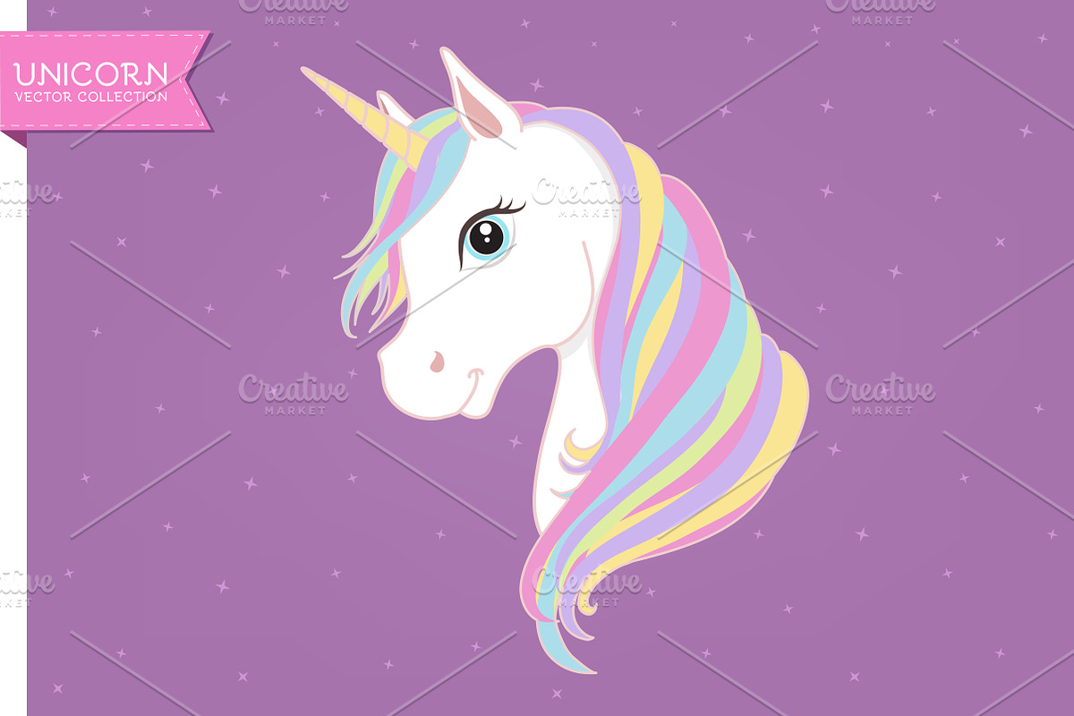 White unicorn vector head, an Illustration by Cheremuha