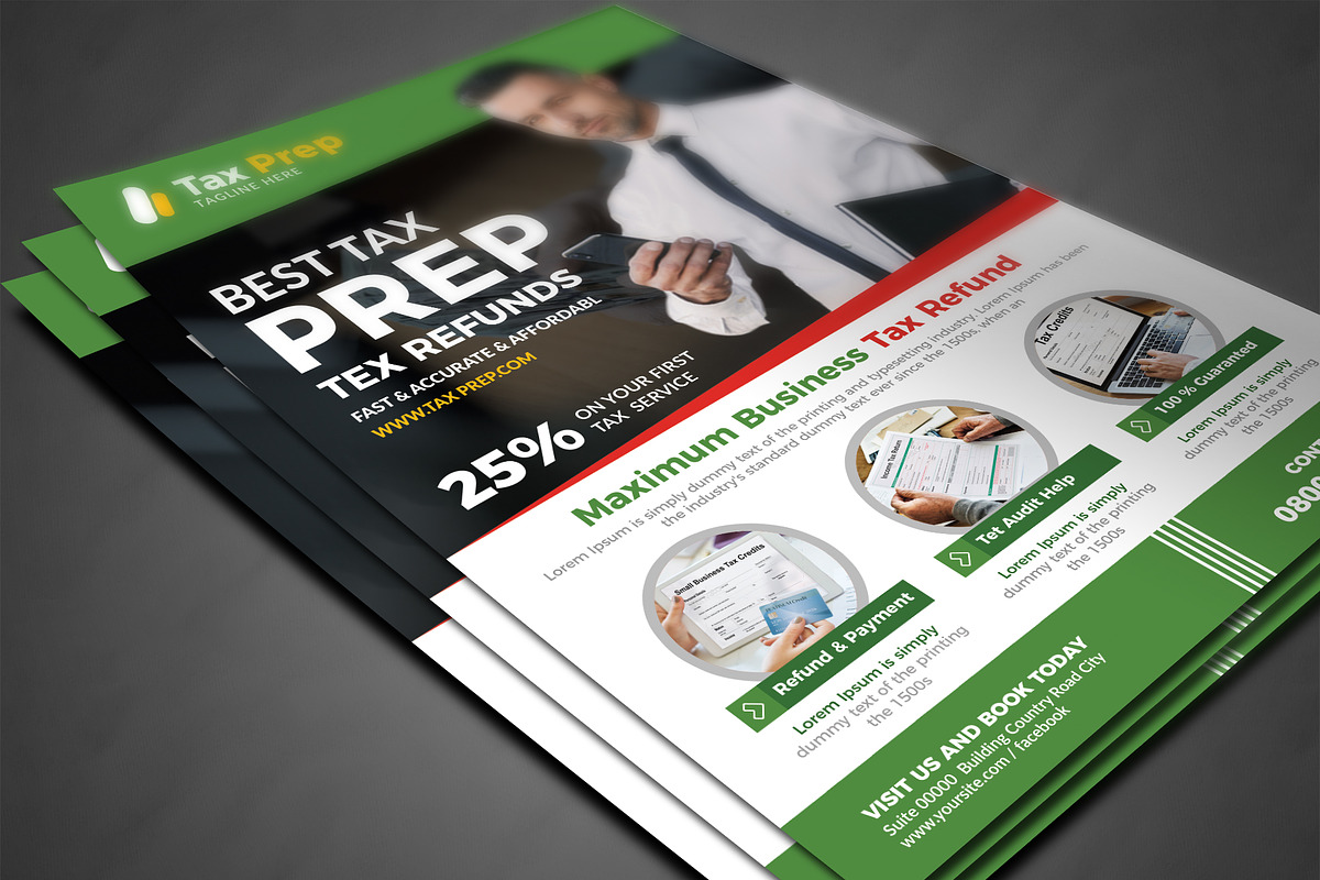 Business Tax Refund Flyer, a Flyer Template by AfzaalGraphics