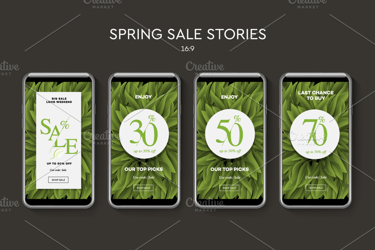 Instagram Spring Sale Banners, a Social Media Template by PREMIUMVECTOR