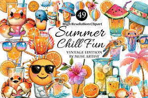 Summer Chill Fun Clipart, an Illustration by DreamArtGraphic