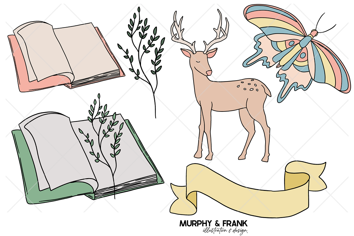 Cute Pastel Spring Doodle Clipart, an Object Graphic by Murphy & Frank (Photo 2 of 8)