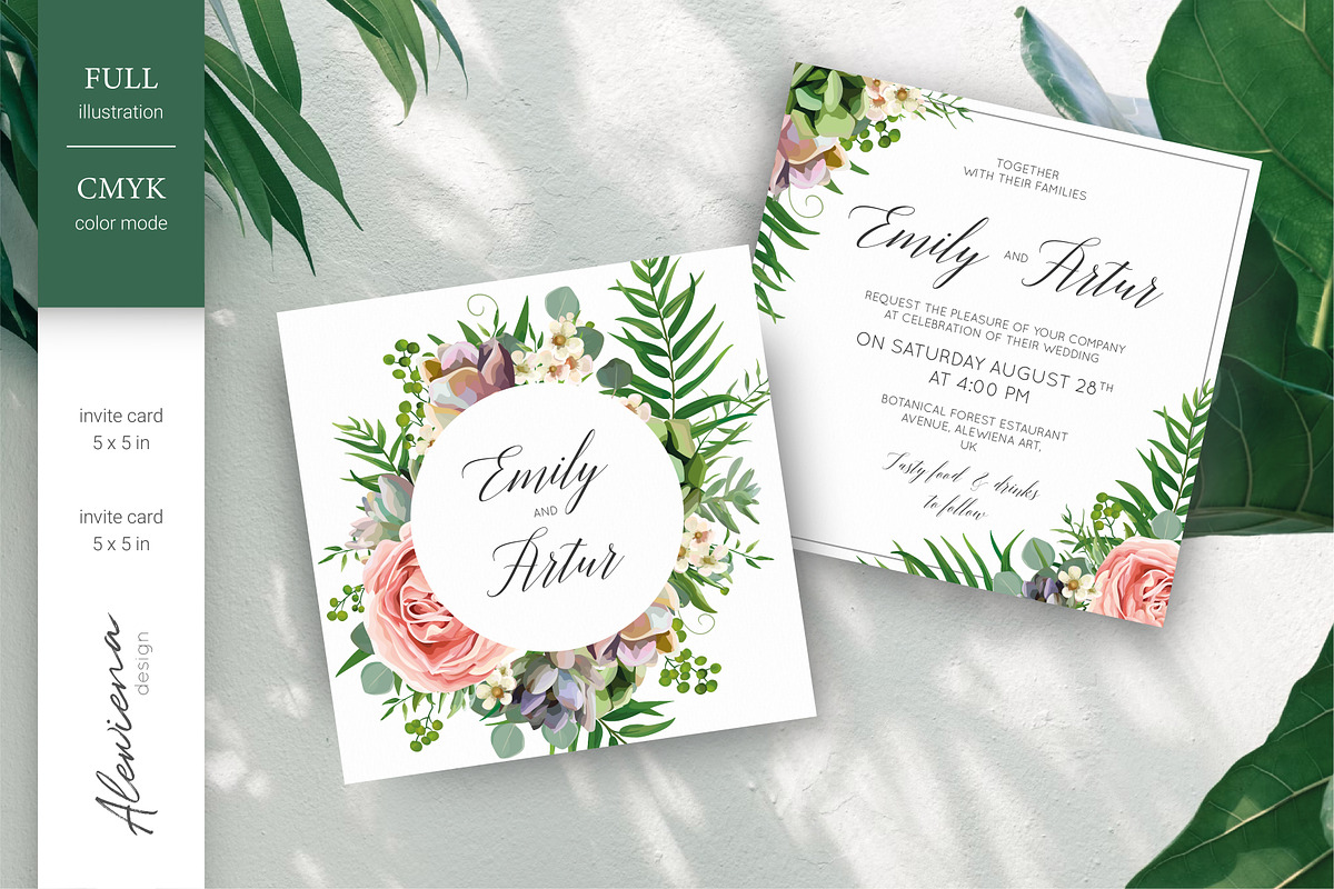 Wedding set - Tropical blossom, an Invitation Template by Alewiena (Photo 2 of 14)