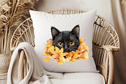 Funny Autumn Black Cat Clipart, an Illustration by Pixels.Craft (Thumbnail 7 of 7)