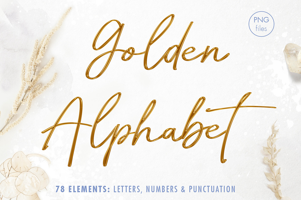 Golden Alphabet - PNG Overlays, an Object Graphic by PixelJungle (Photo 1 of 3)