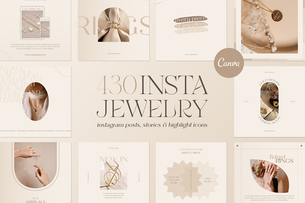 Jewelry Instagram Templates | CANVA, a Social Media Template by Wildnun Studio (Photo 1 of 26)
