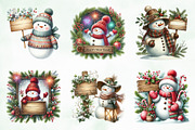Watercolor Snowman Sign Clipart Png, an Illustration by Creative Art (Thumbnail 5 of 6)