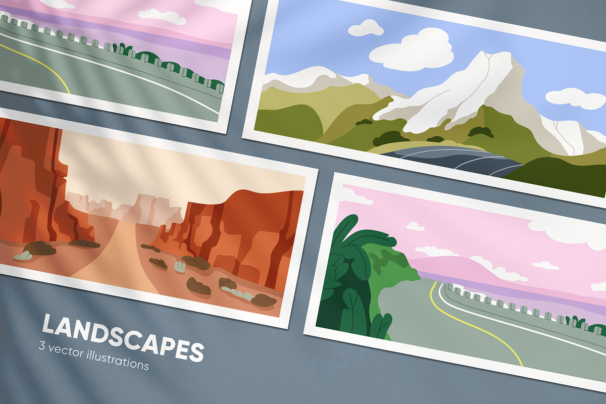 Nature landscapes with road set, a Seasonal Illustration by Good Studio (Photo 1 of 7)