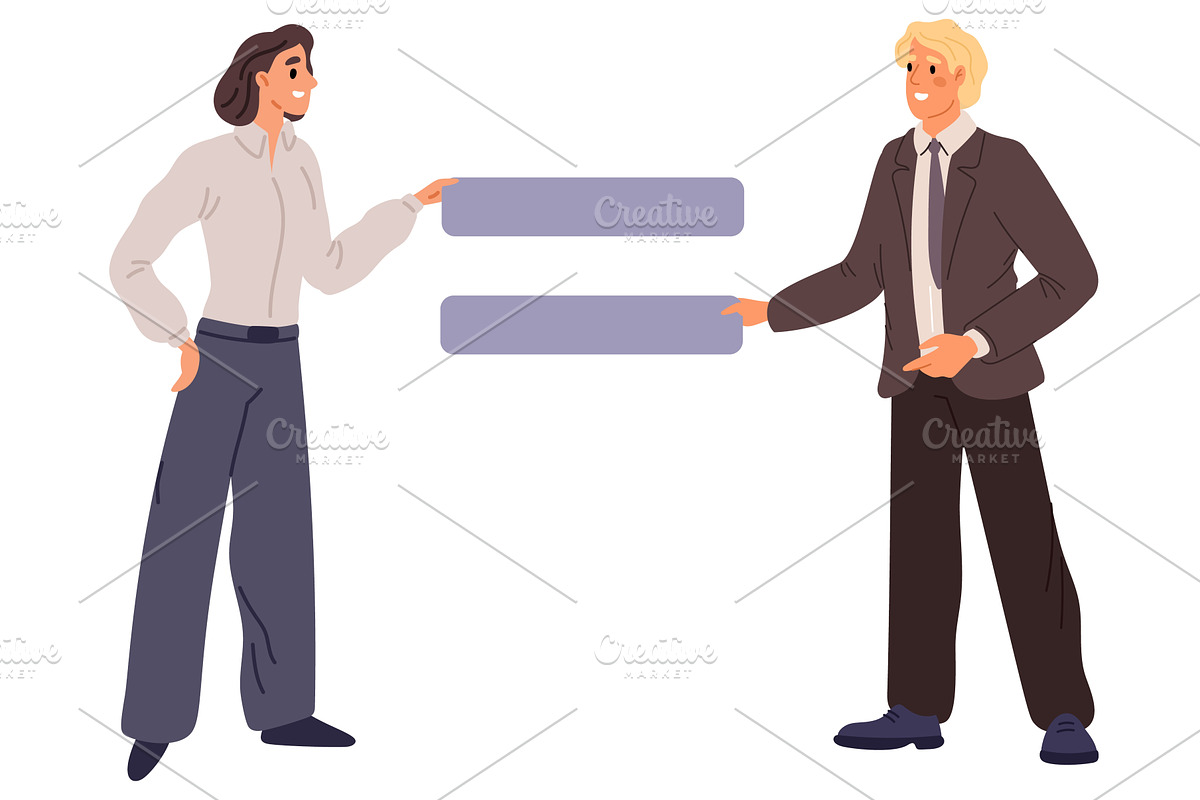 Man and woman hold halves of, a Person Illustration by Vectorbuum