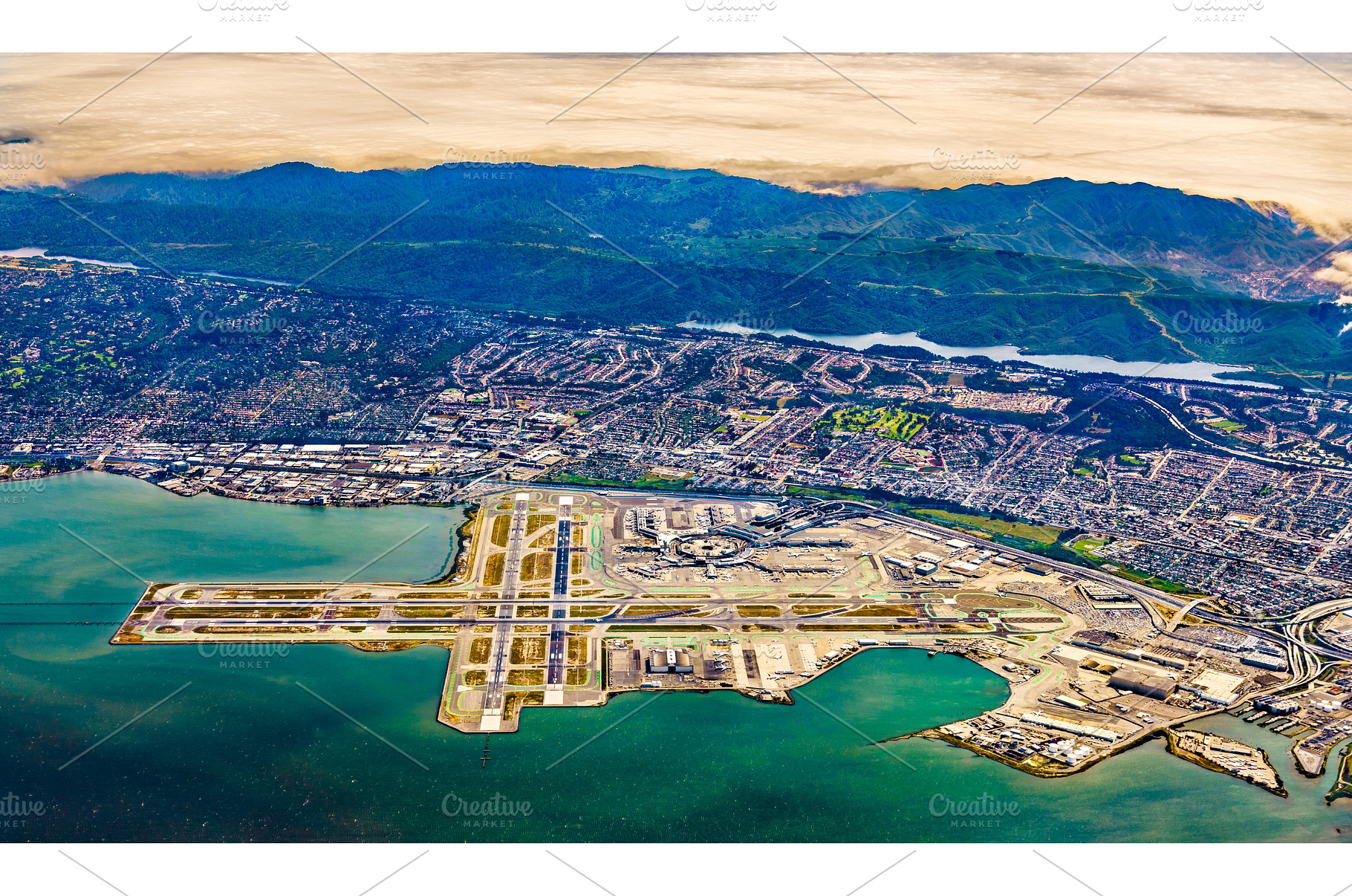 Aerial view of San Francisco, a Transportation Photo by Leonid Andronov