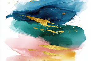 Abstract Blue Teal Pink Gold Waterco, an Abstract Photo by Pixeness Studio