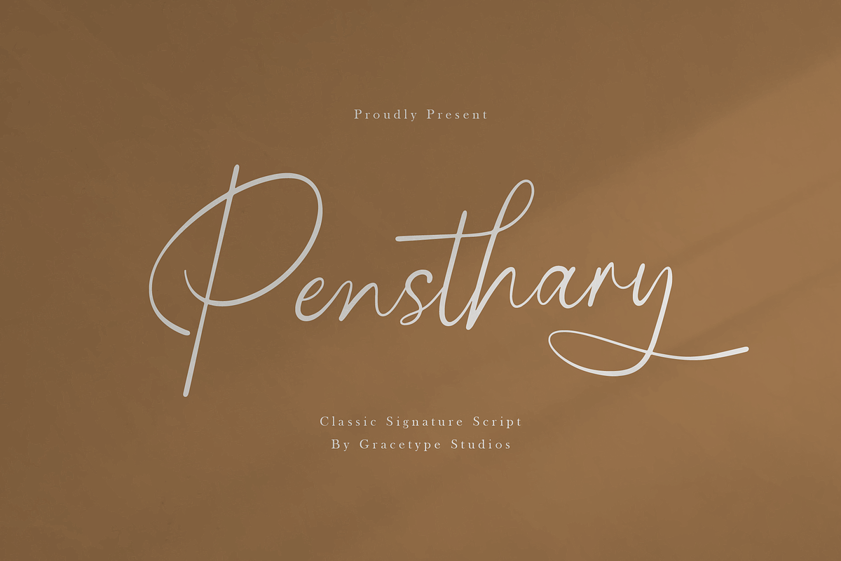 Pensthary | Classic Signature Script, a Script Font by gracetype_studio (Photo 1 of 12)