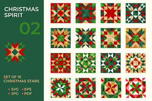 16 stars, Christmas spirit set 02, a Pattern Graphic by Slanapotam