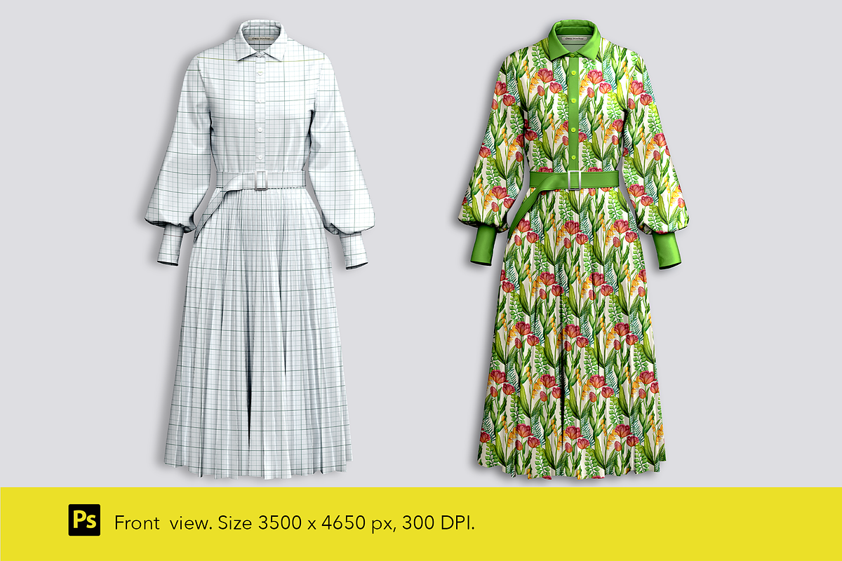 Women's dress mockups with belt., an Apparel Mockup by Irena Matiash shop (Photo 3 of 4)