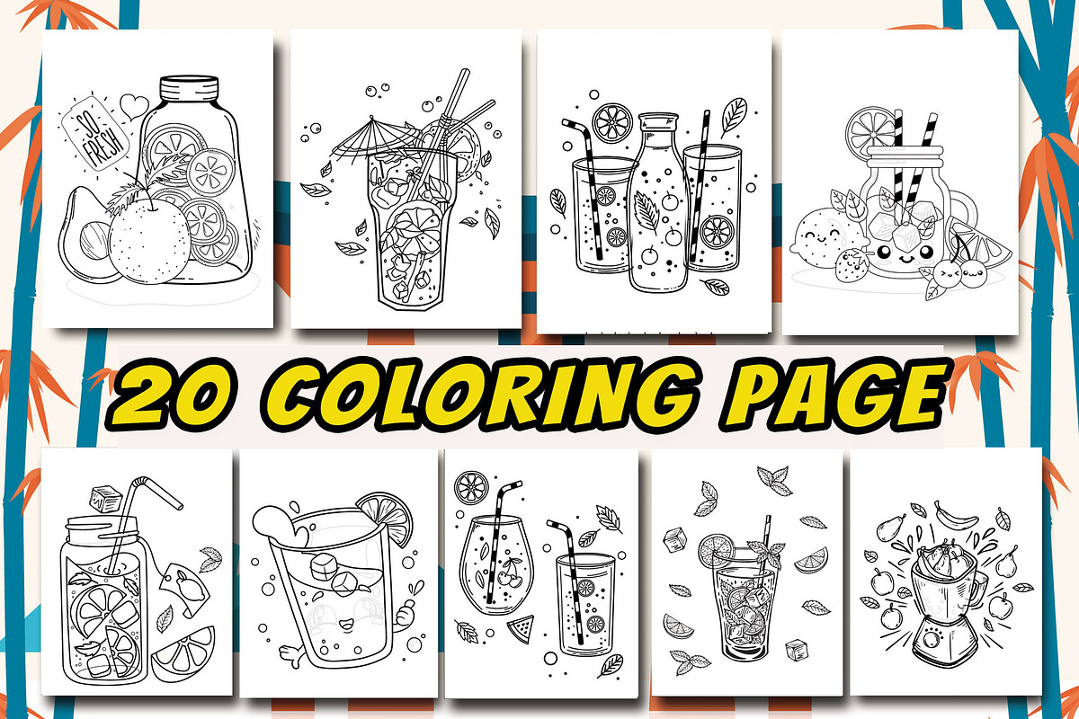 20 Juice Coloring Page, a Food Illustration by Eka Design (Photo 2 of 5)