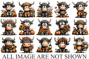 Whimsical Autumn Highland Cow PNG, a Seasonal Illustration by Canvas Craft (Thumbnail 4 of 10)