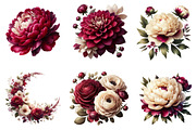 Burgundy & Ivory Floral Clipart, an Illustration by Dream Creation (Thumbnail 3 of 7)