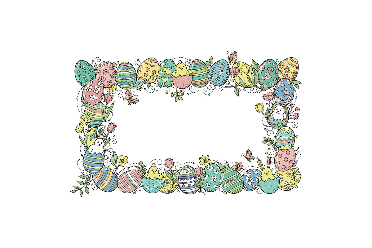 Easter Floral Botanical Frame Bundle, an Object Illustration by Designer_Momina (Photo 14 of 14)