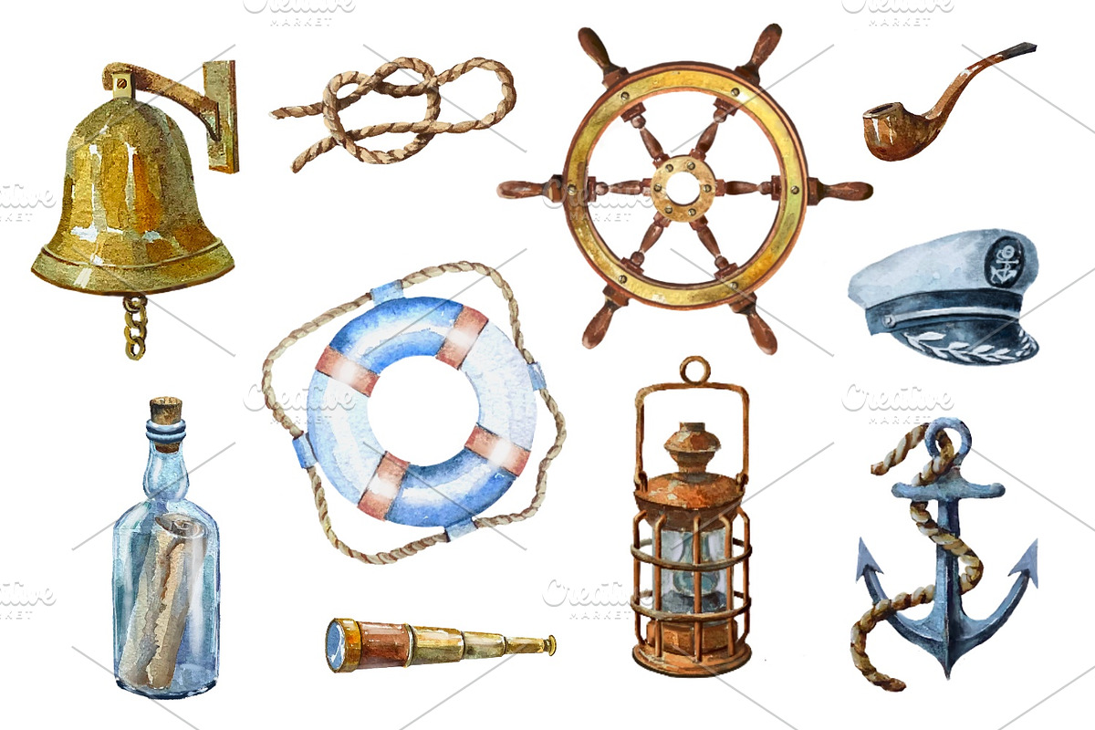 Watercolor nautical illustration, an Object Illustration by AkvarelRiver (Photo 2 of 18)
