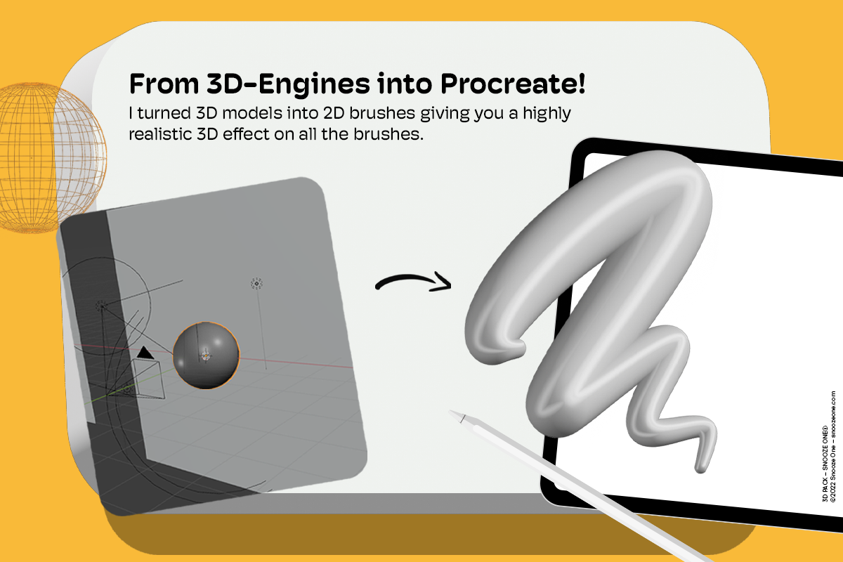 3D Pack — 3D Brushes For Procreate, a Brush Add-On by Snooze one (Photo 3 of 15)