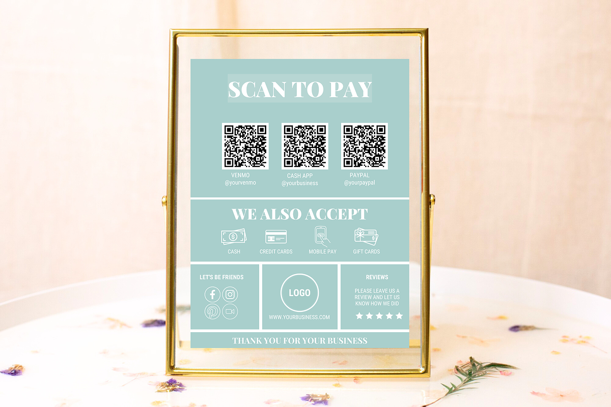 Green Scan to Pay Sign, a Flyer Template by SunshineStudioBoutique (Photo 6 of 10)