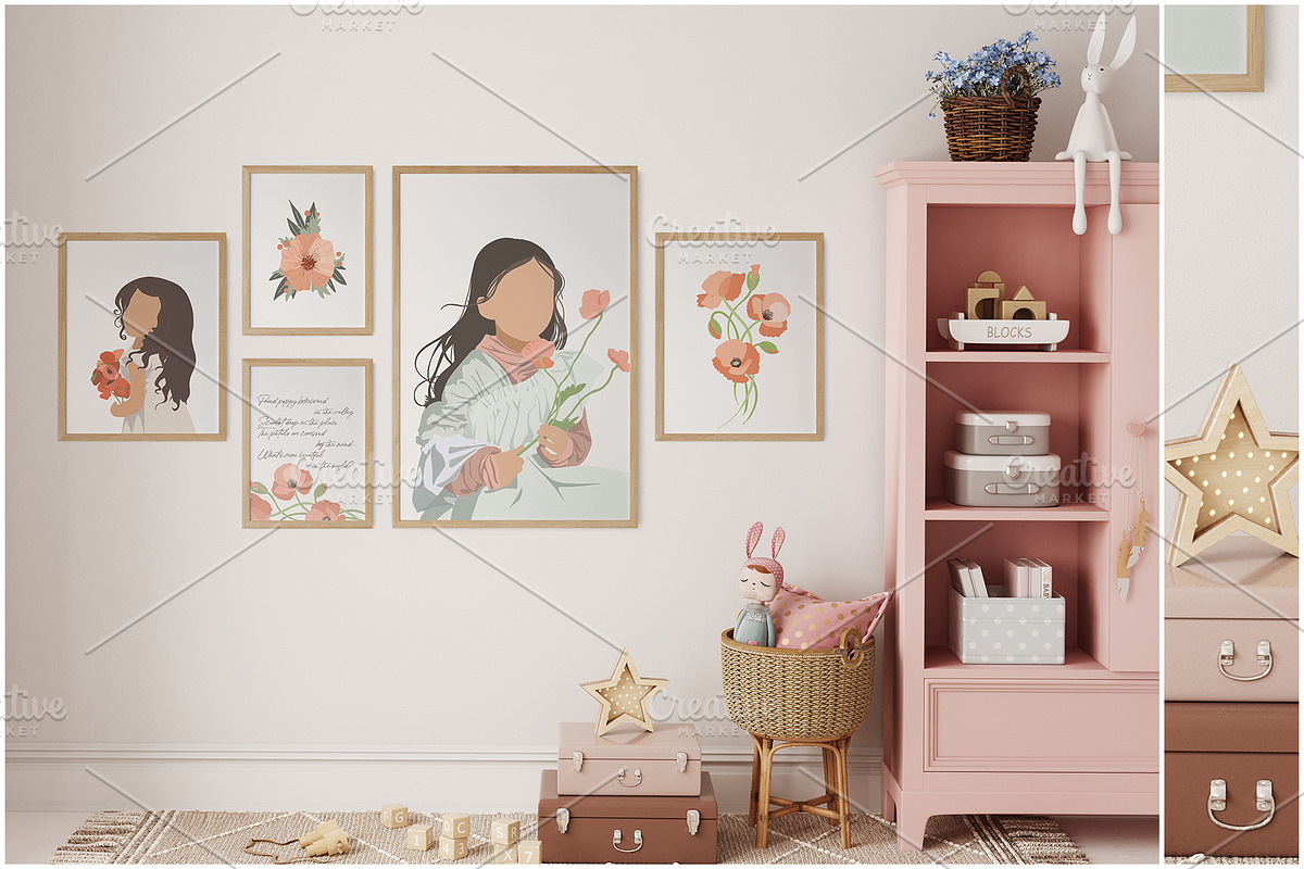Kids Wall & Frame Mockup Bundle 7, a Print Template by Yuri-U (Photo 16 of 22)