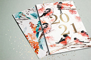 Winter birds holiday collection, an Illustration by holaholga (Thumbnail 2 of 8)