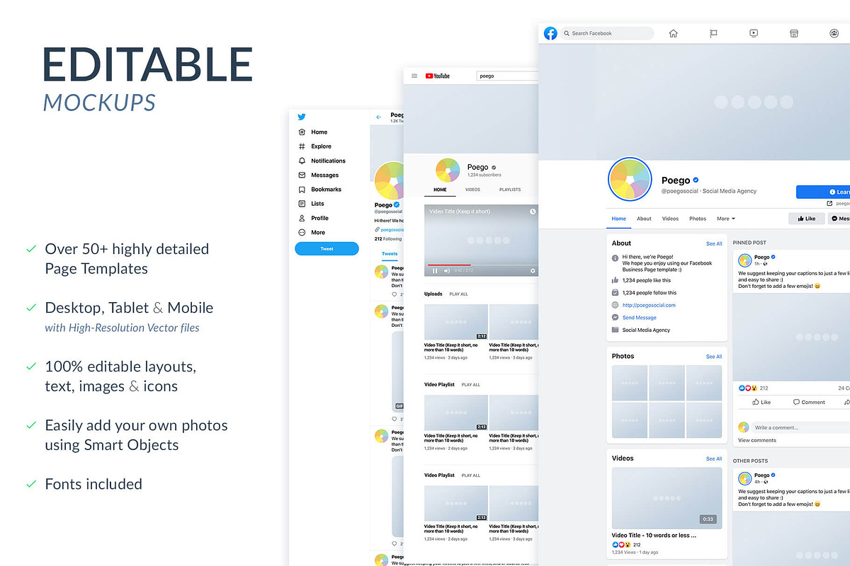 Ultimate Social Media Mockups Bundle, a Social Media Template by Poego Social (Photo 2 of 12)