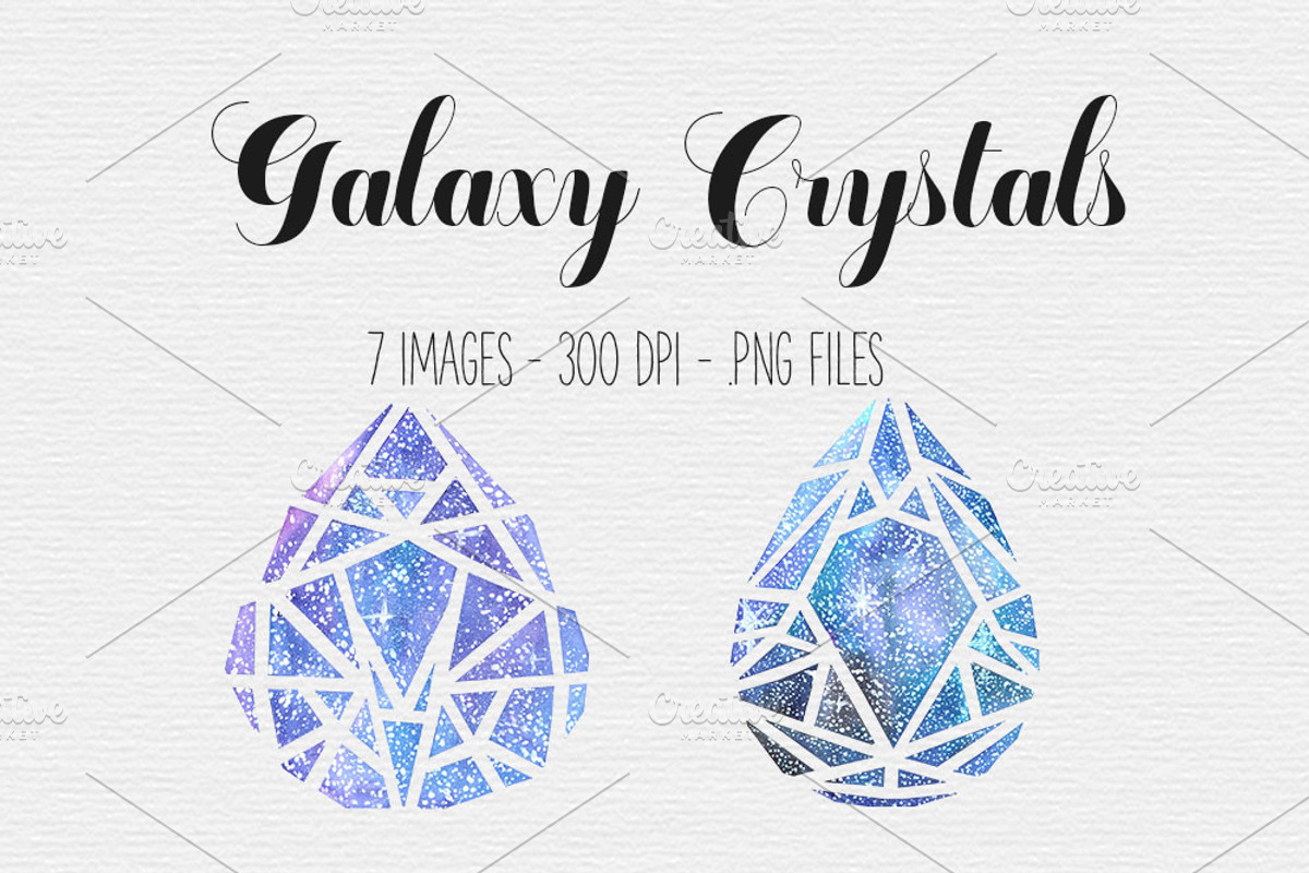 Galaxy Watercolor Crystal Clipart, an Illustration by TigerlilyDesignCo (Photo 1 of 2)