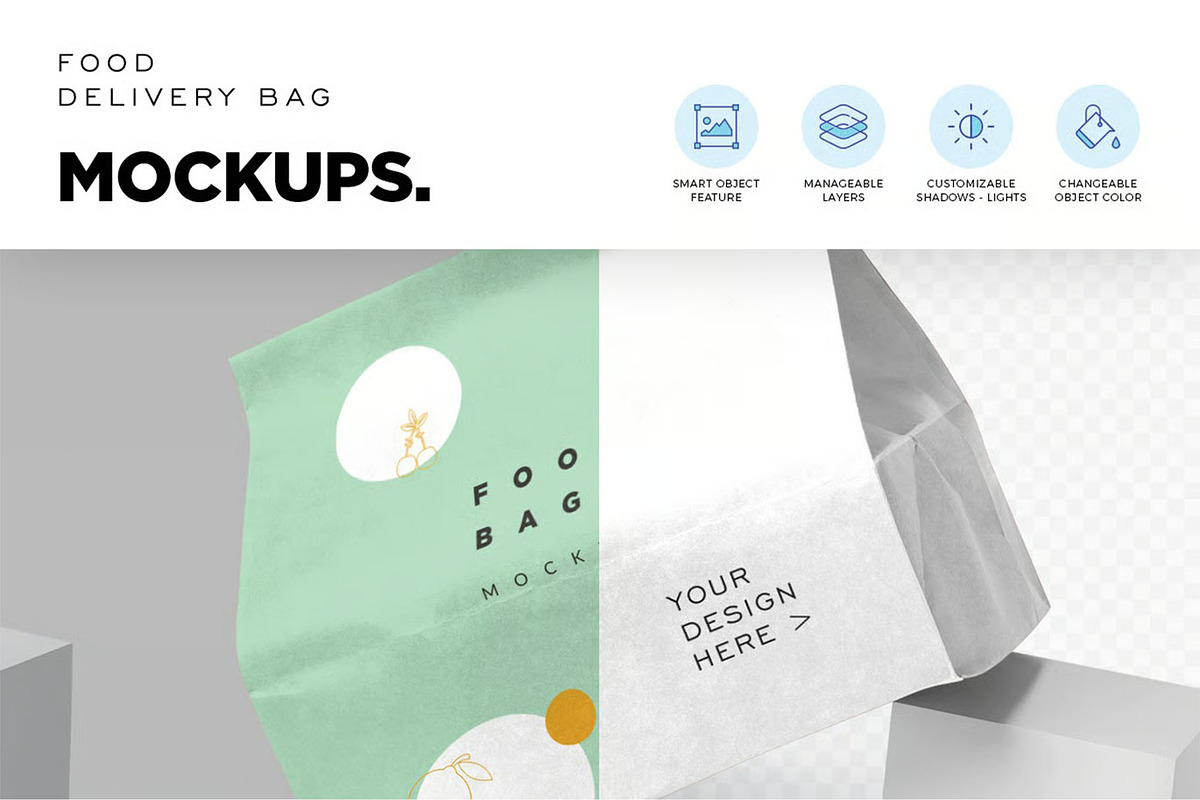 Paper Food Bag Mockups, a Packaging Mockup by megostudi0 (Photo 6 of 6)