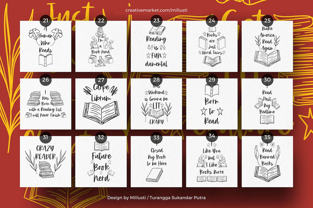 50 Bookish Quotes SVG Bundles Reader, an Object Graphic by Millusti (Photo 5 of 7)