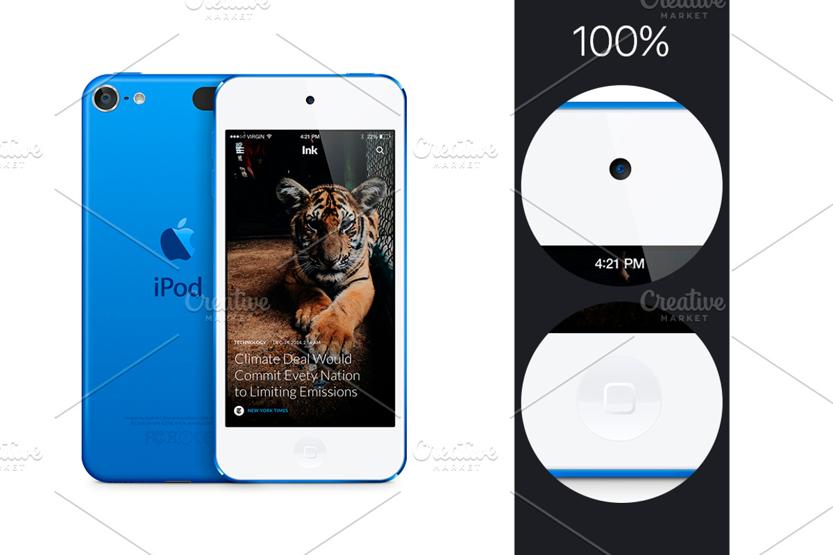 iPod Touch 6G (2015) vector MockUp, a Product Mockup by Alex_Yanko (Photo 3 of 5)