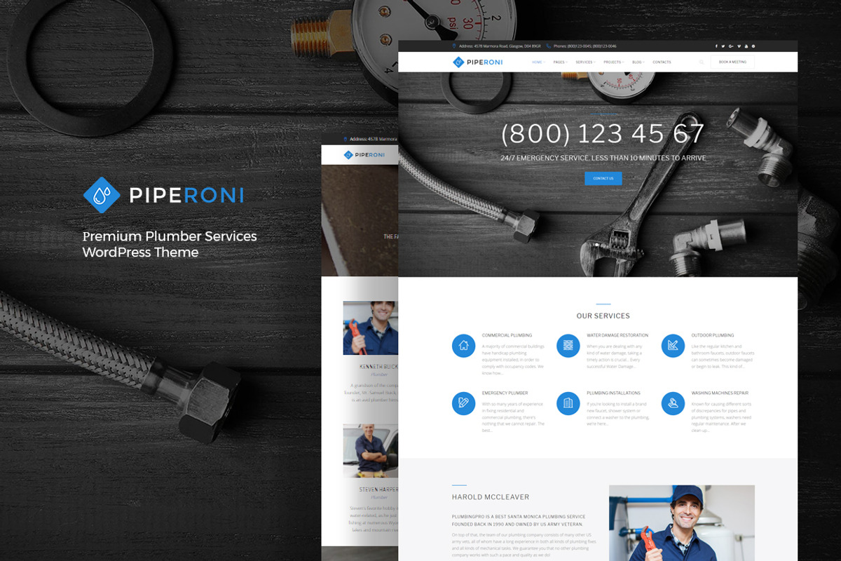 Piperoni - Plumber & Repair Services, a WordPress Template by Zemez (Photo 1 of 6)