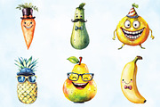Funny Fruits & Vegetables Clipart, an Illustration by Craft Nest (Thumbnail 4 of 5)