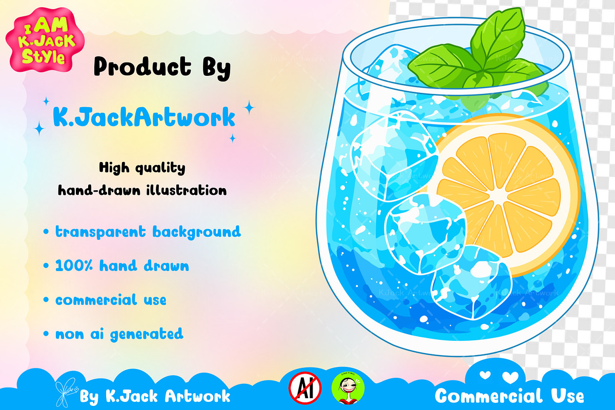 Cute Blue Ocean Soda Clipart PNG, a Food Illustration by K.JackArtwork (Photo 3 of 4)