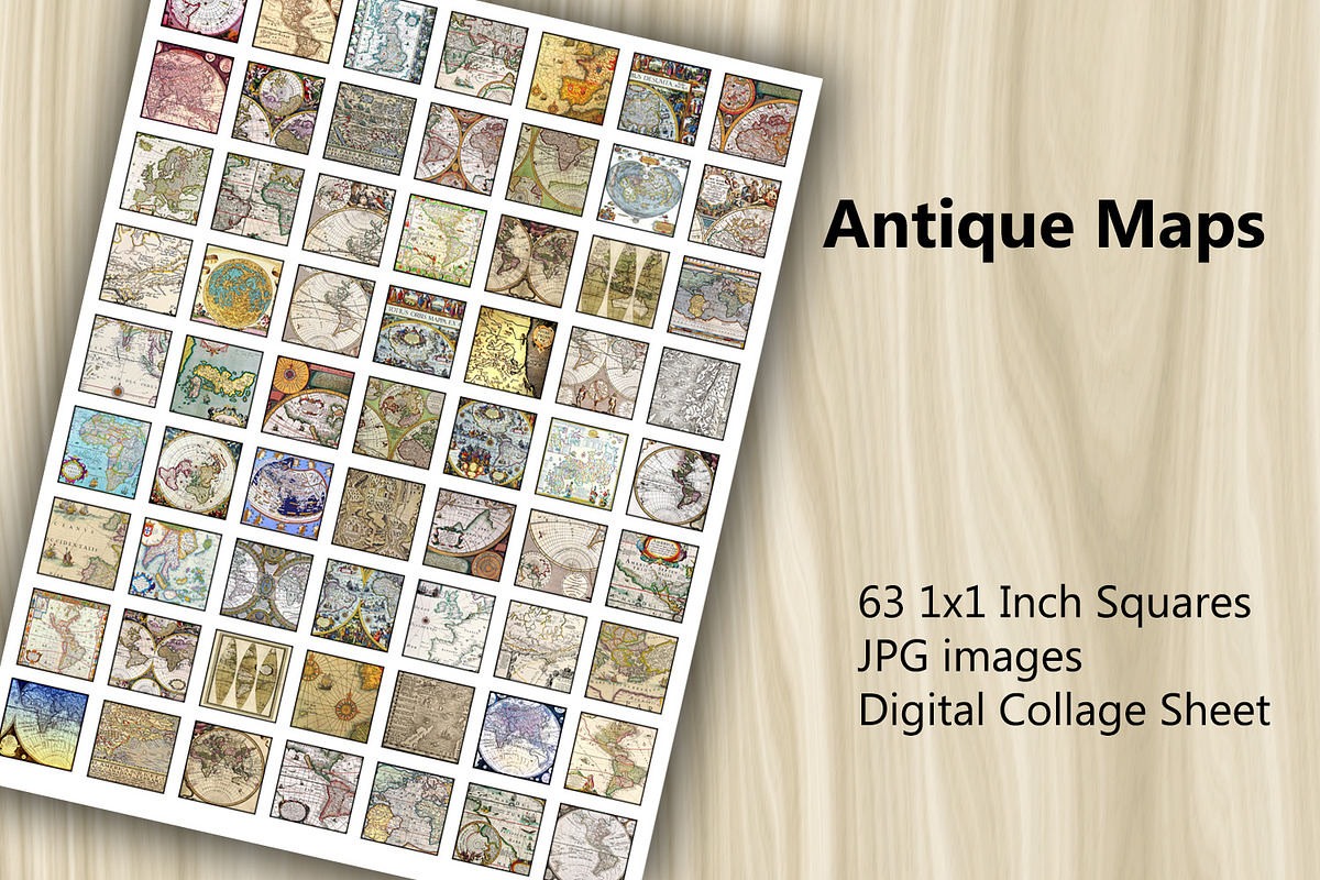 Digital Collage Sheet - Antique Maps, a Print Template by Kseniya-Omega (Photo 1 of 3)