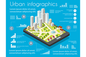 Isometric city map navigations urban, a Technology Illustration by AlexZeL