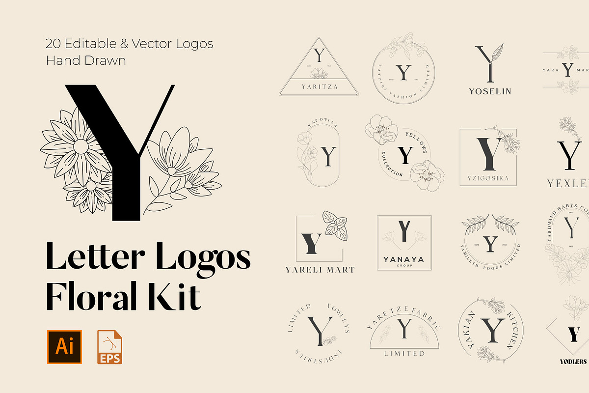 520 A to Z Floral Logos Bundle, a Branding & Logo Template by AN Productions (Photo 206 of 223)