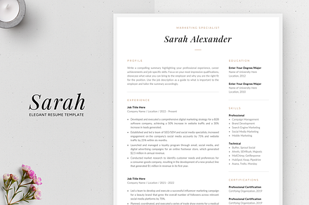 Modern & Chic Resume Template Sarah, a Resume Template by Olympia Resume