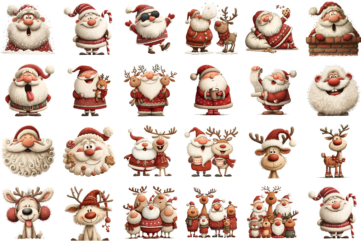 Christmas Santa & Reindeer Clipart, an Illustration by Sublimation Artist (Photo 2 of 6)