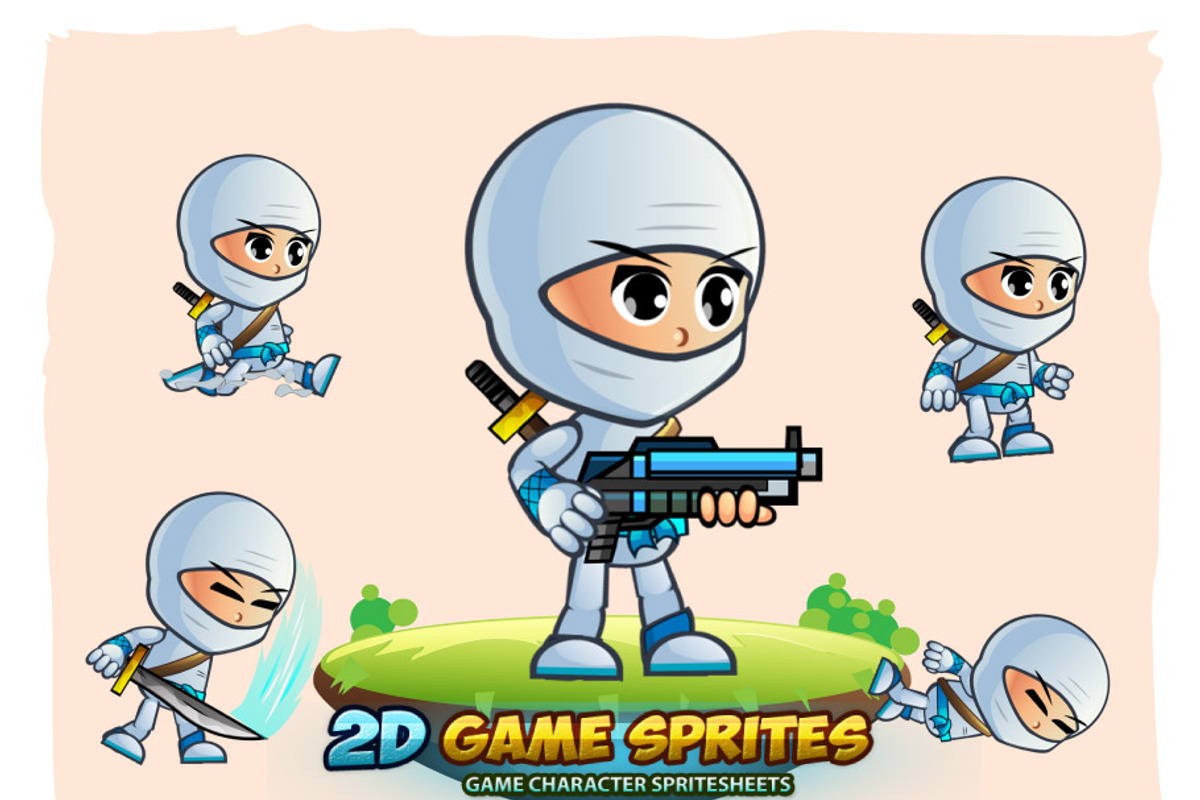 White Girl Ninja 2D Game Character S, an Illustration by DionArtworks (Photo 1 of 3)