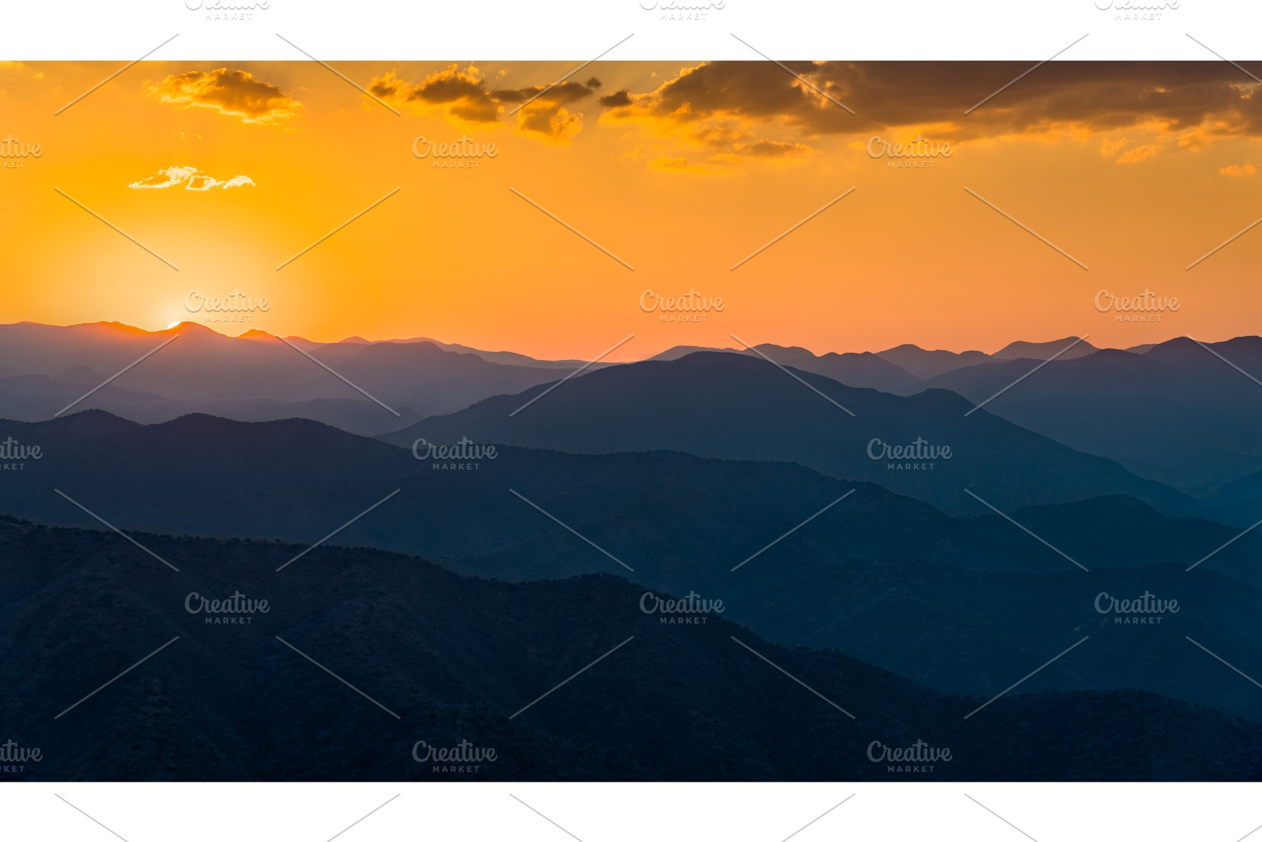 Sunset over mountains in south stock photo containing mountain and sunset, a Nature Photo by Leonid Andronov